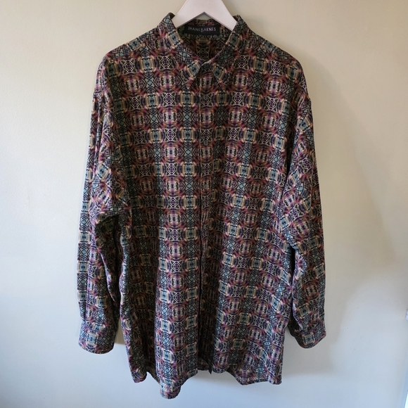 NWOT Jhane Barnes XL Vintage 90s Dadcore Retro Jacquard Artsy Button Down Shirt - Picture 3 of 16